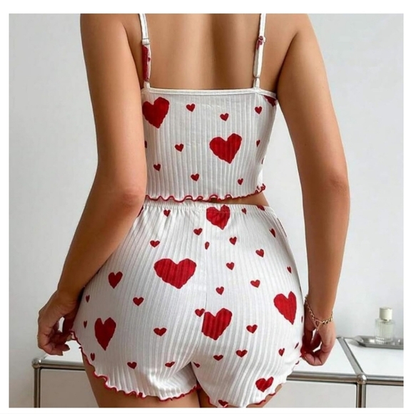 Red and White Soft Camisole Set Sleepwear - Picture 2 of 6
